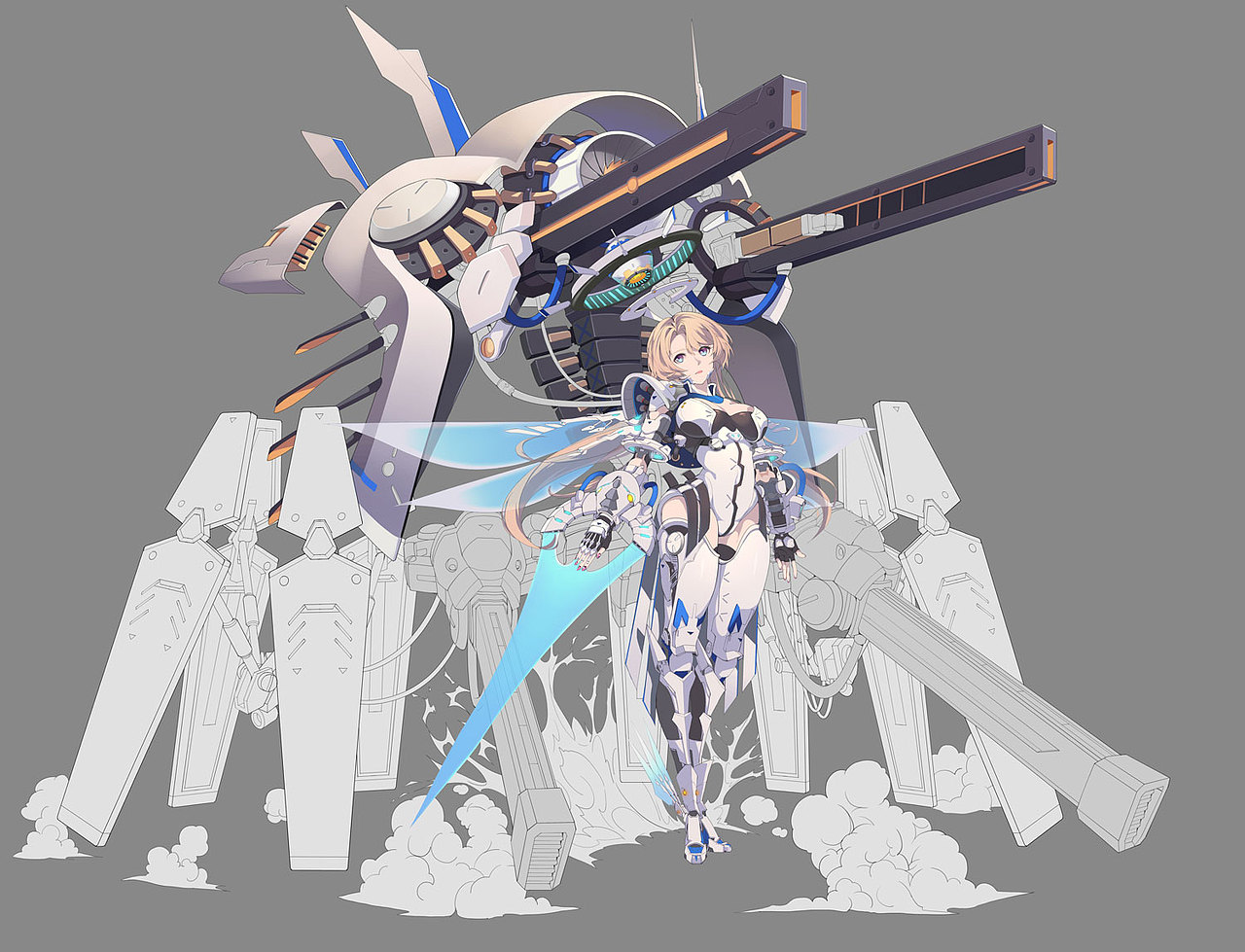 二次元立绘《机械少女》附过程（图ZMTk3OTQxODky） - 商业插画 - 站酷设计师少侠一炷香ol原创素材 - 站酷ZCOOL