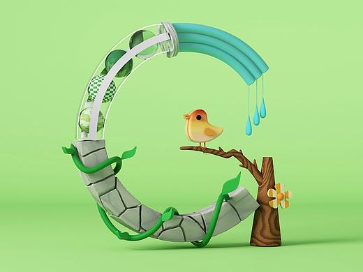 G for Green/C4D 创意字母