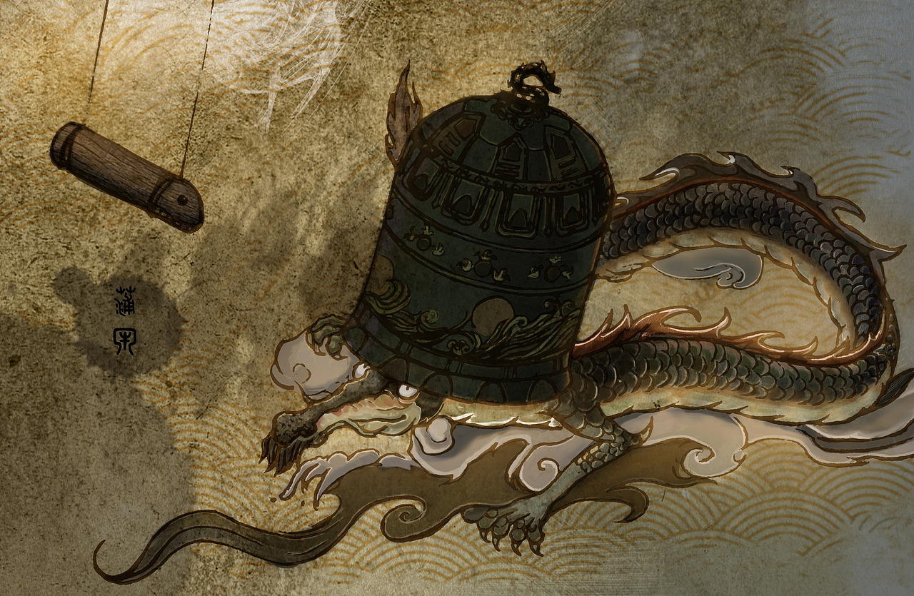 【龙生九子】-《蒲牢》|插画|创作习作|半度呼噜_原创作品-站酷zcool