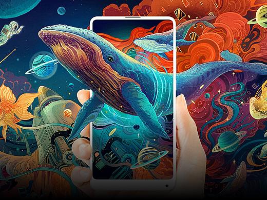 小米MIX2全面屏手机创意海报设计