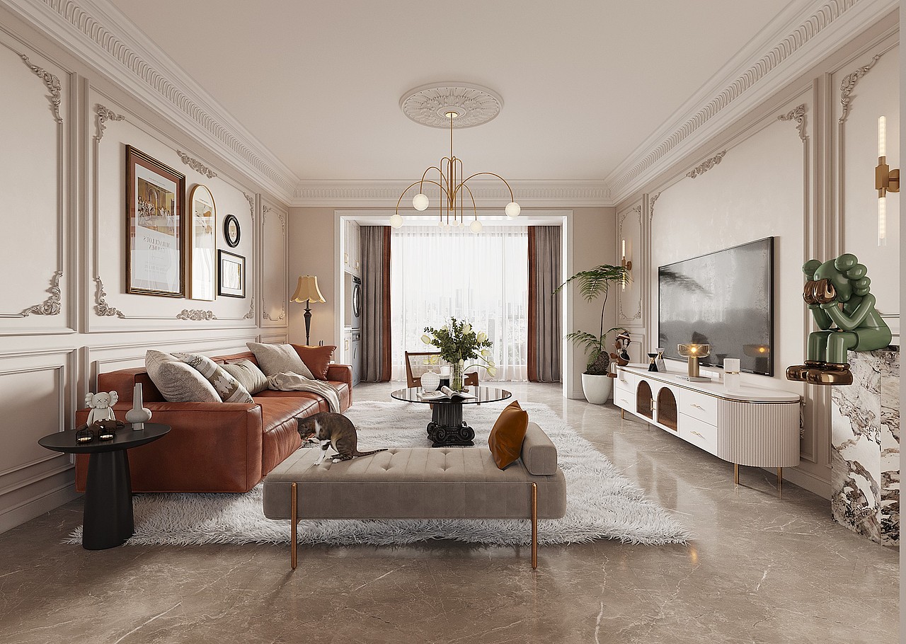 法式奶油侘寂风客餐厅