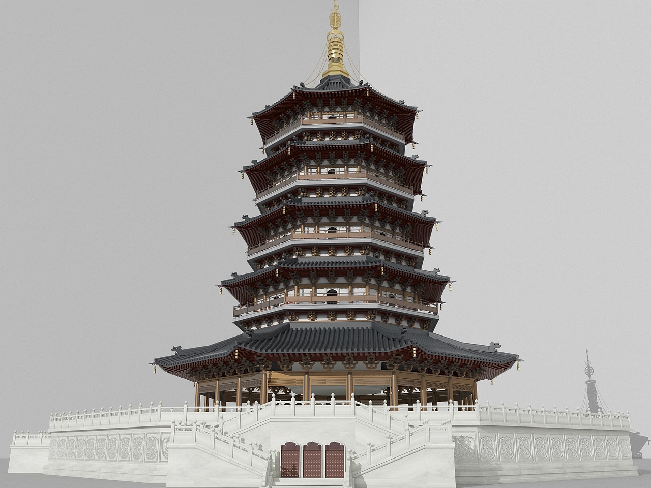 雷峰塔三维建模渲染（Cinema 4D＋VRay）（图ZMTA0NzU2MjE2） - 场景 - 站酷设计师haieagle原创素材 - 站酷ZCOOL