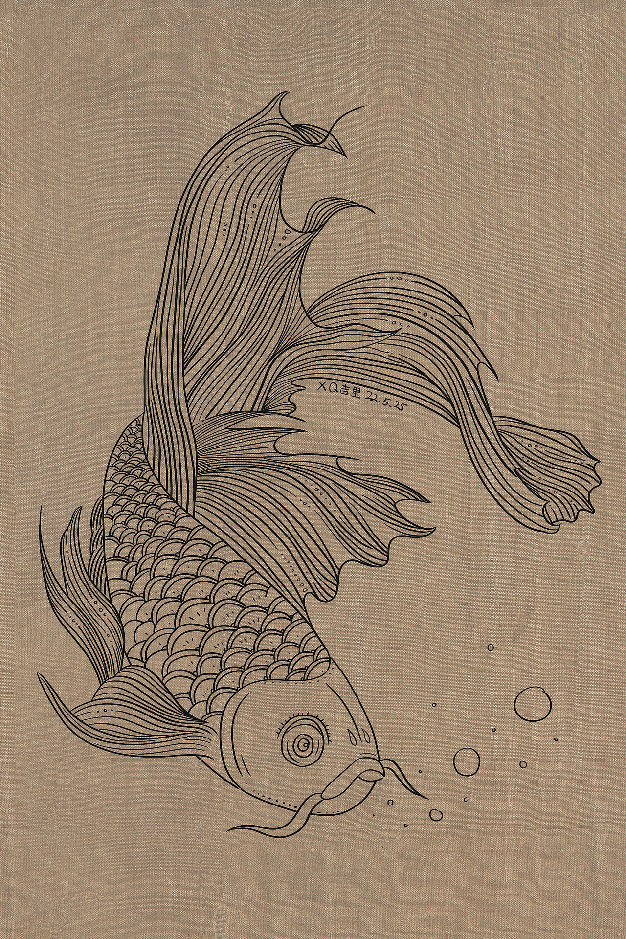国潮插画练习【06】-鱼