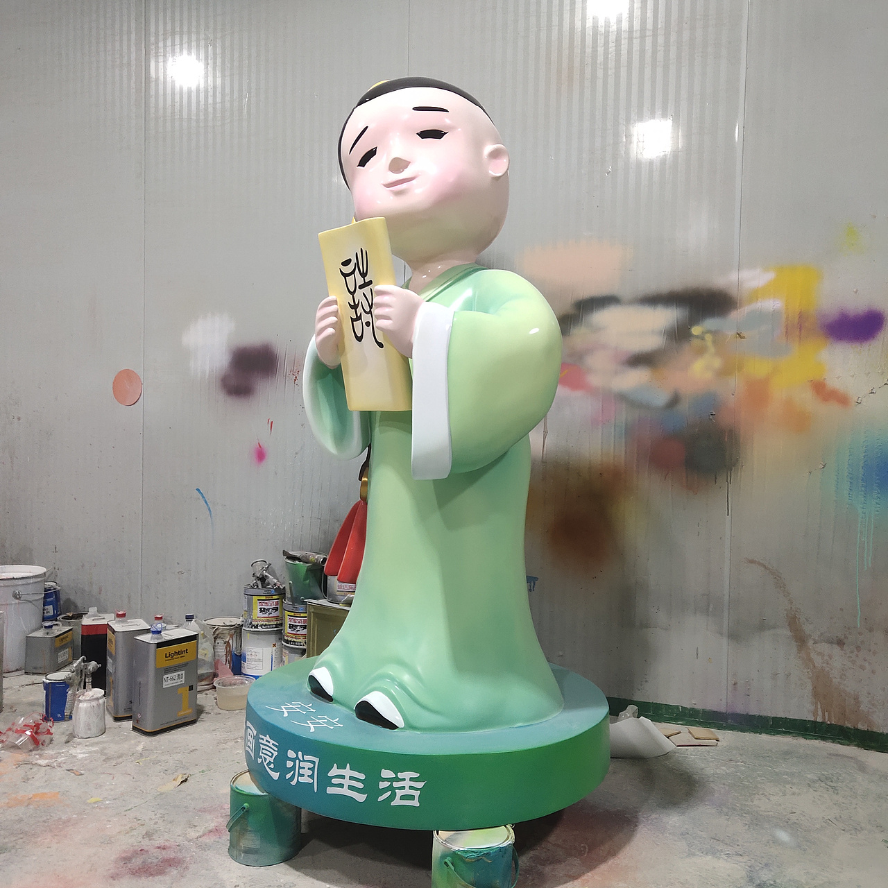 校园IP吉祥物摆件定制玻璃钢书童卡通雕塑公仔模型