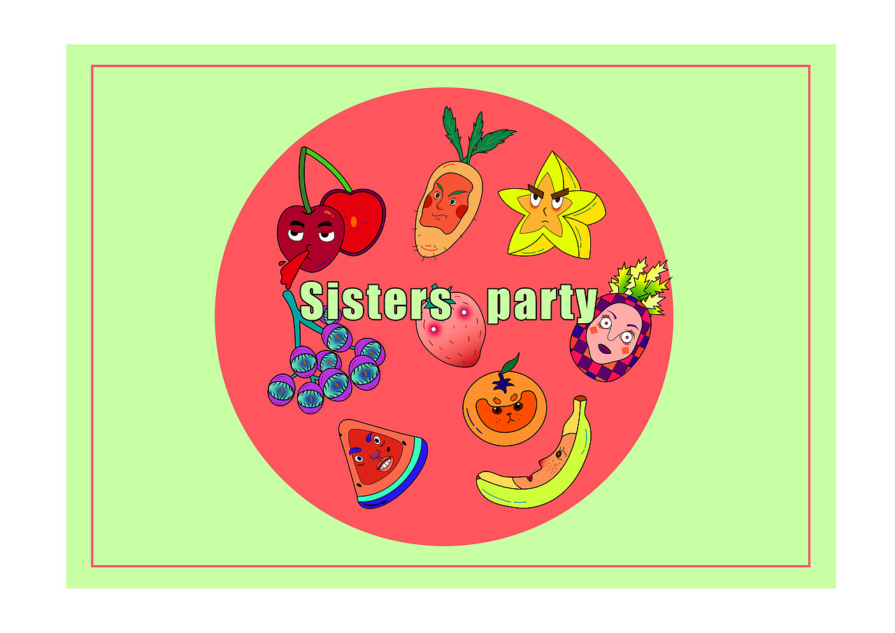 《Sisters party》（图ZNjkzODE4MTY=） - 图案 - 站酷设计师一包黑化肥原创素材 - 站酷ZCOOL
