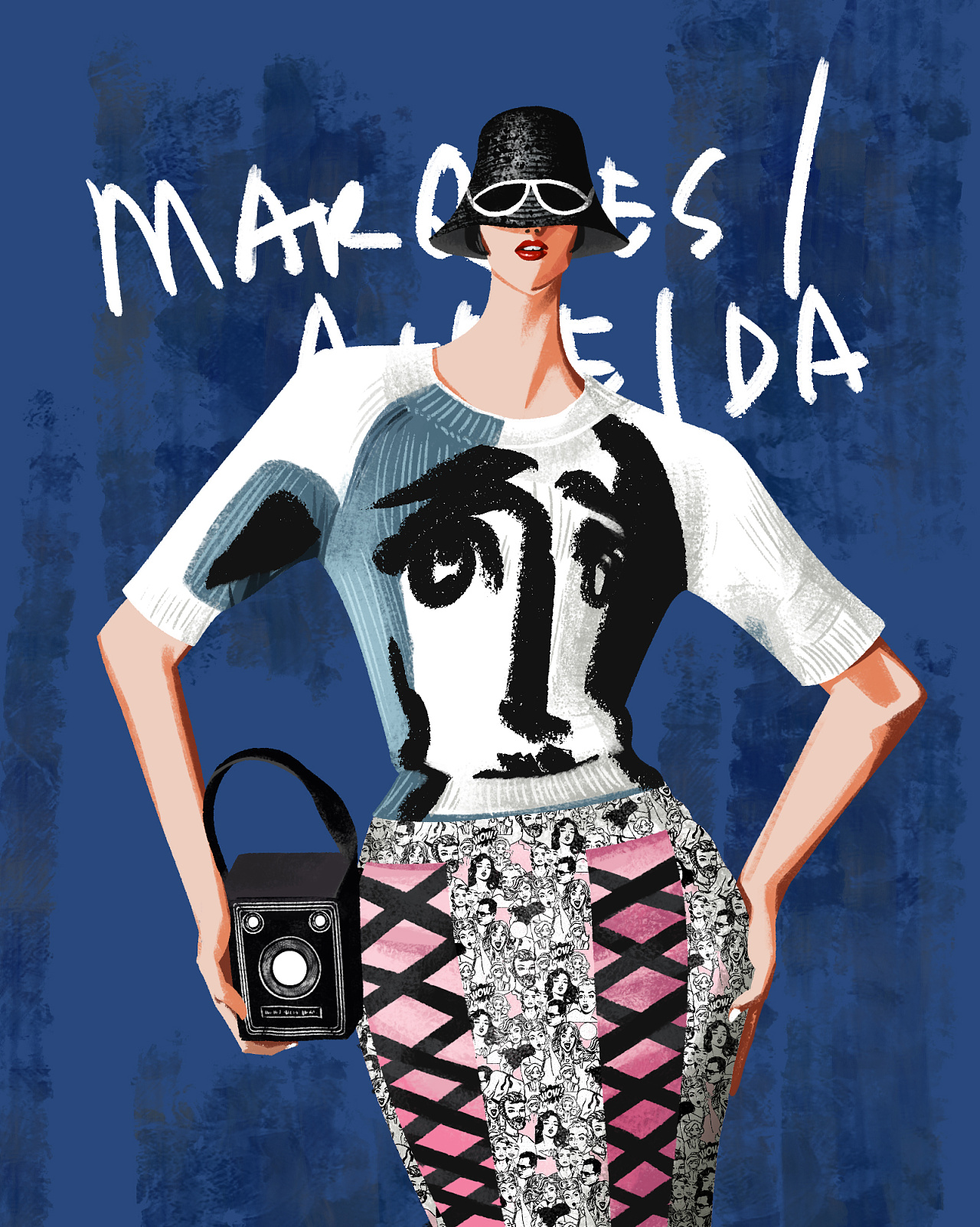 时尚插画 服装大片手绘噪点平涂