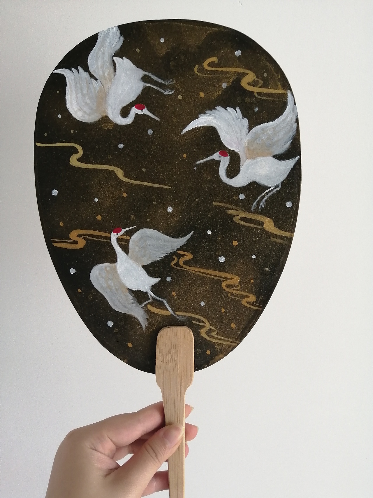 古风仙鹤洒金纸团扇/折扇|纯艺术|绘画|甜品格格 - 原创作品 - 站酷