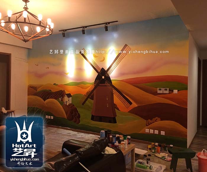 沙发背景墙 工装设计风格 风车丰收
