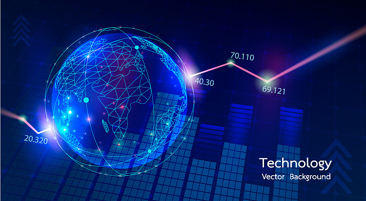 大数据金融科技房产分析模型走势主视觉KV背景海报设计