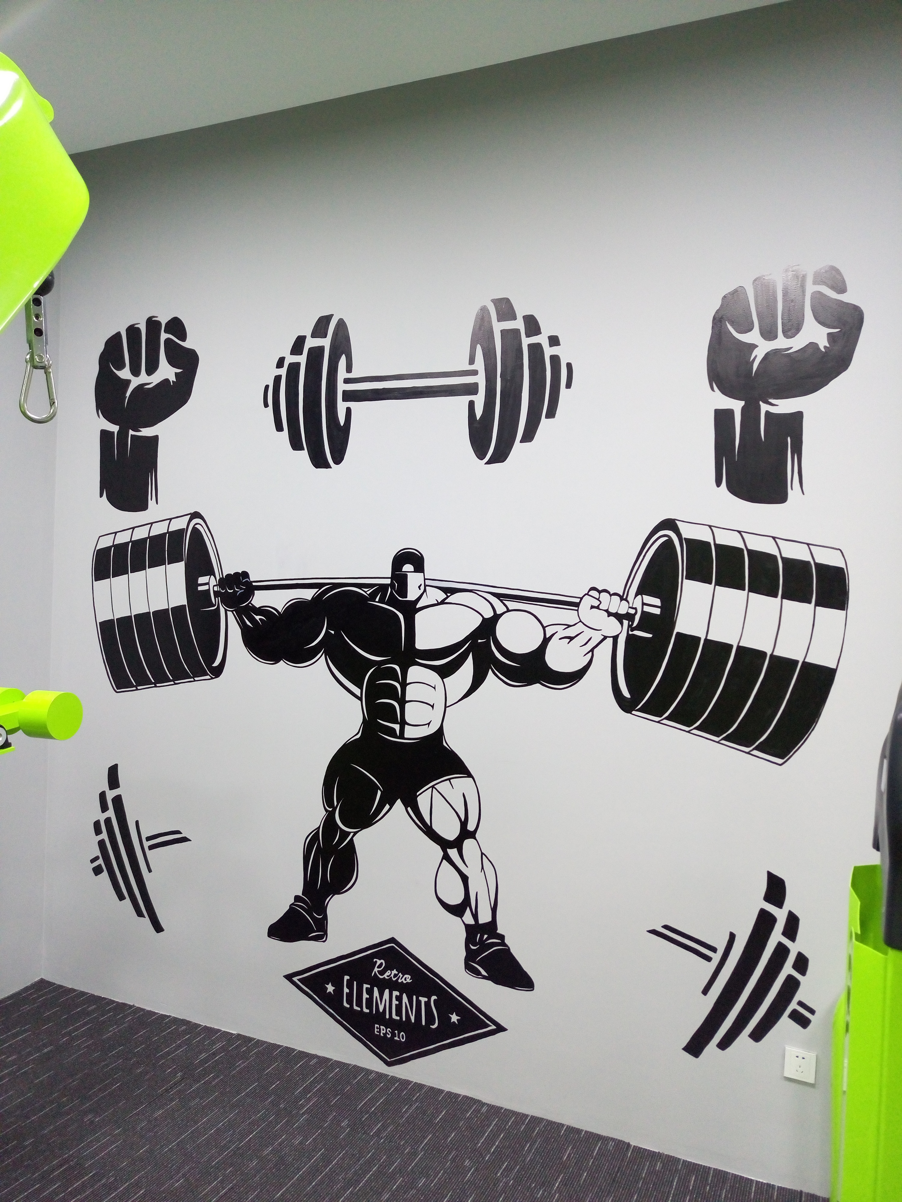 健身房墙绘简单图片