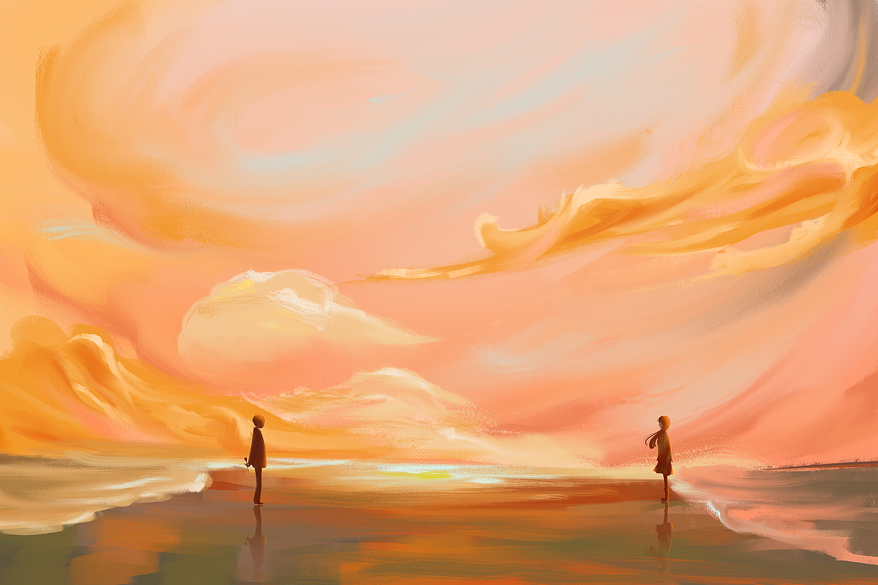 海边傍晚（图ZMTM0MTE0NjAw） - 商业插画 - 站酷设计师NKZ故原创素材 - 站酷ZCOOL