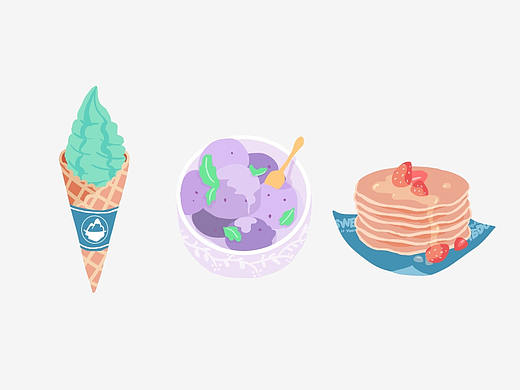【2019】冰激凌松饼甜品插画一组