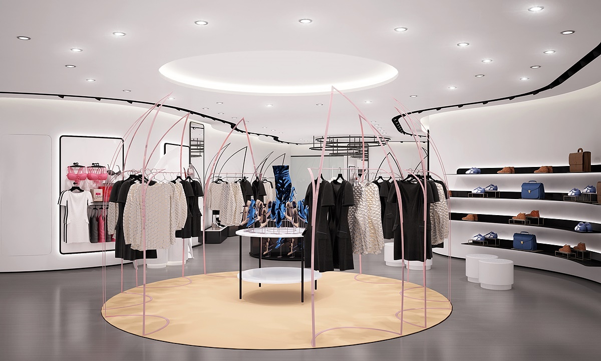 前厅靠近入口处设置了一个用风帆造型围成的环形结构的视觉陈列中心