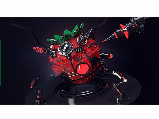 草莓音乐节三维C4D海报