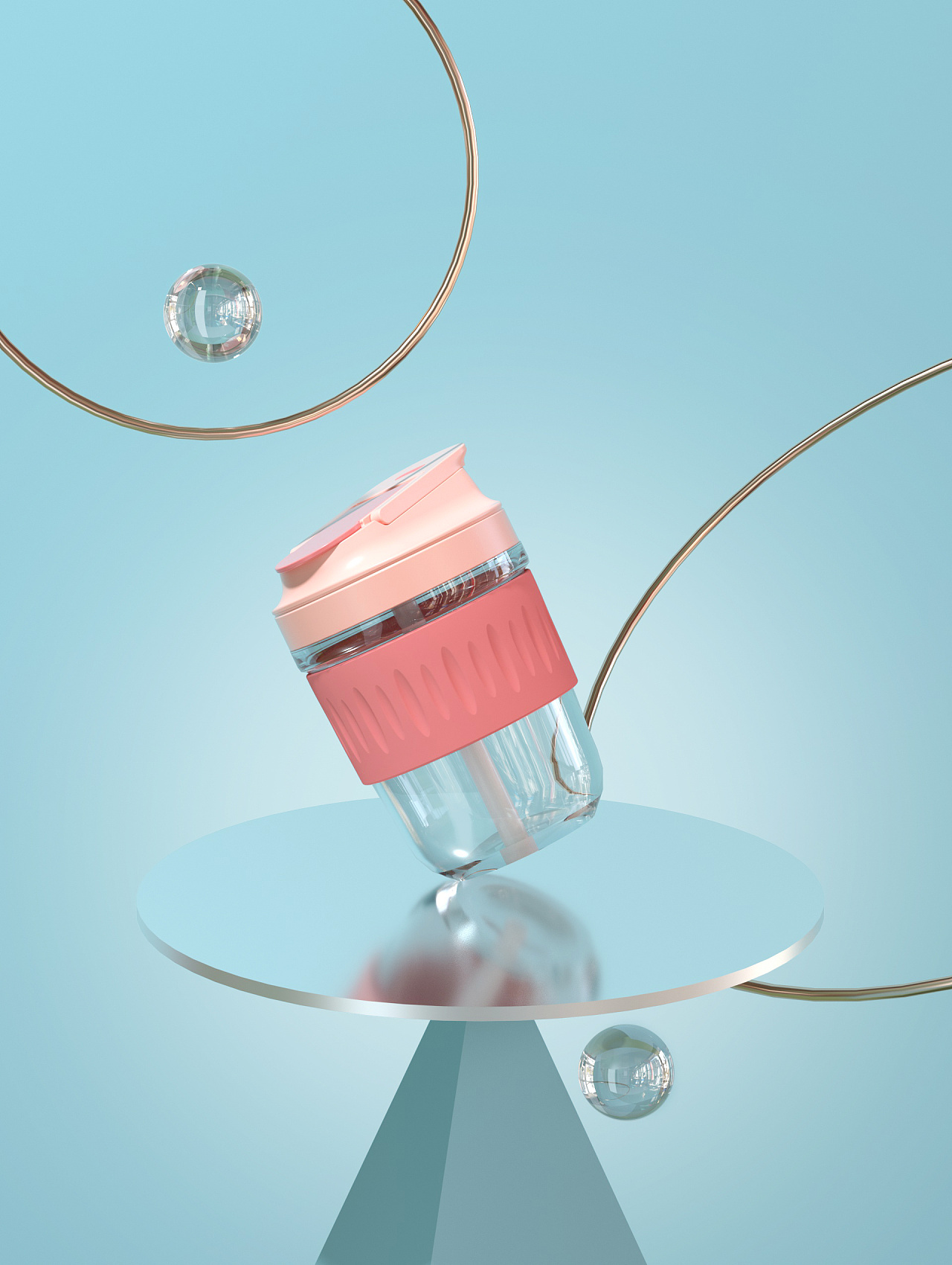 一组杯子的场景渲染