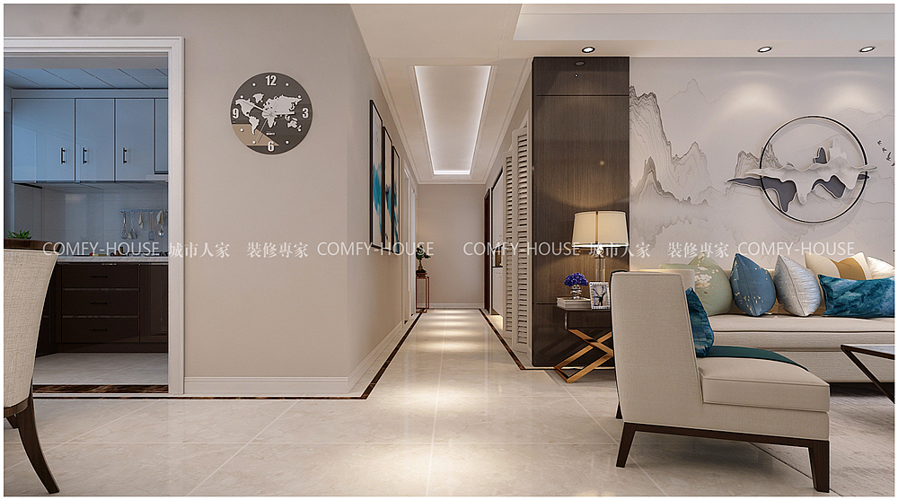 济南巴黎花园现代中式风格装修效果图（图ZMTg4MjE1Mjgw） - 家装设计 - 站酷设计师济南城市人家原创素材 - 站酷ZCOOL