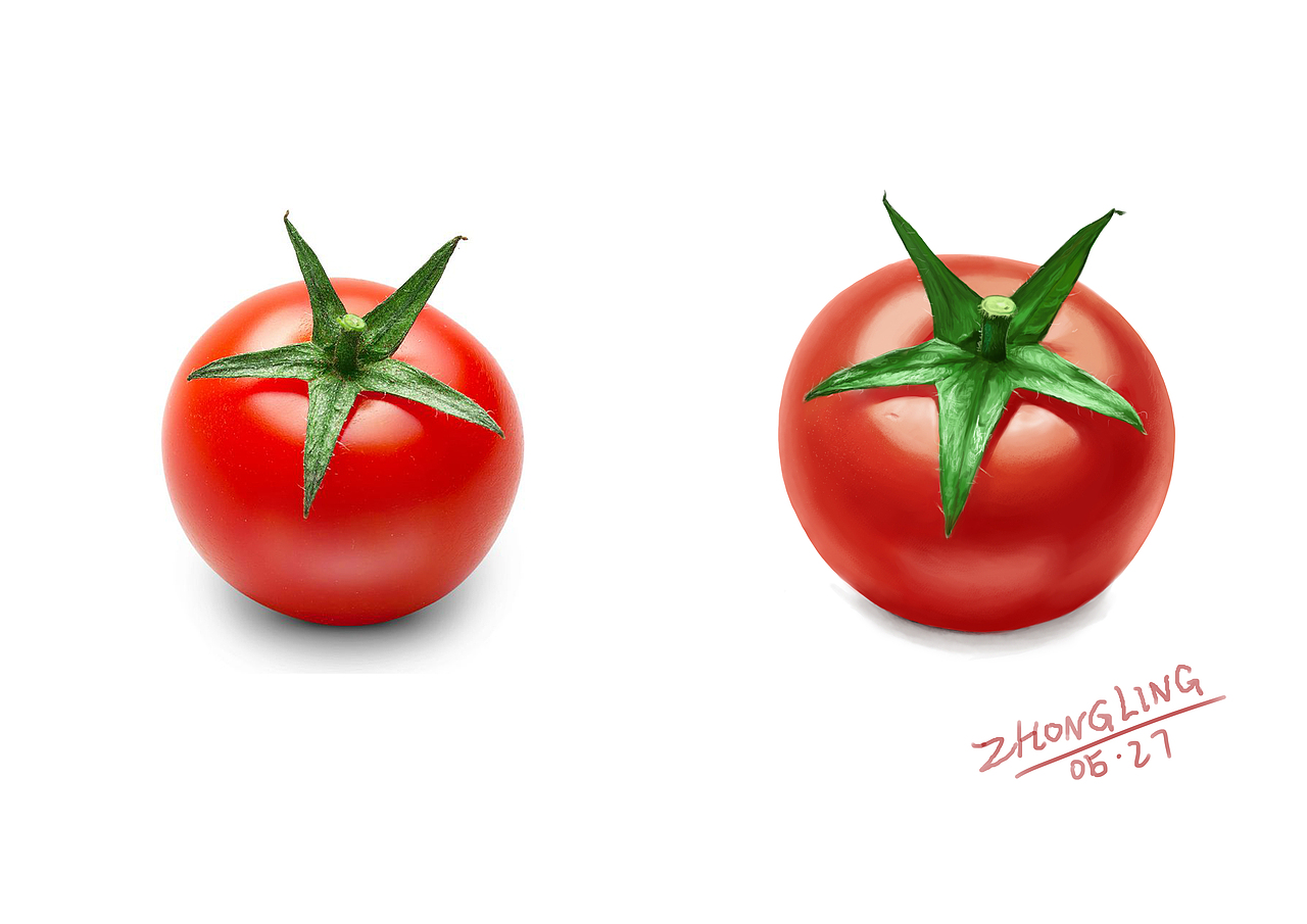 PS板绘写实西红柿