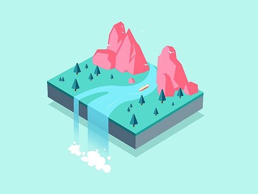 悬浮森林！AI绘制3D矢量风格插画