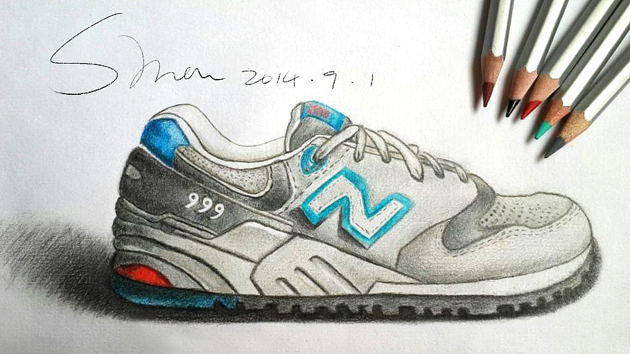 彩铅插画—NewBalance（图ZMTkzNDAyODg=） - 绘画 - 站酷设计师猪头shan原创素材 - 站酷ZCOOL