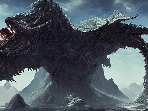 #AI创作实验室#怪物，巨人，凶牙利爪，废墟，山海经