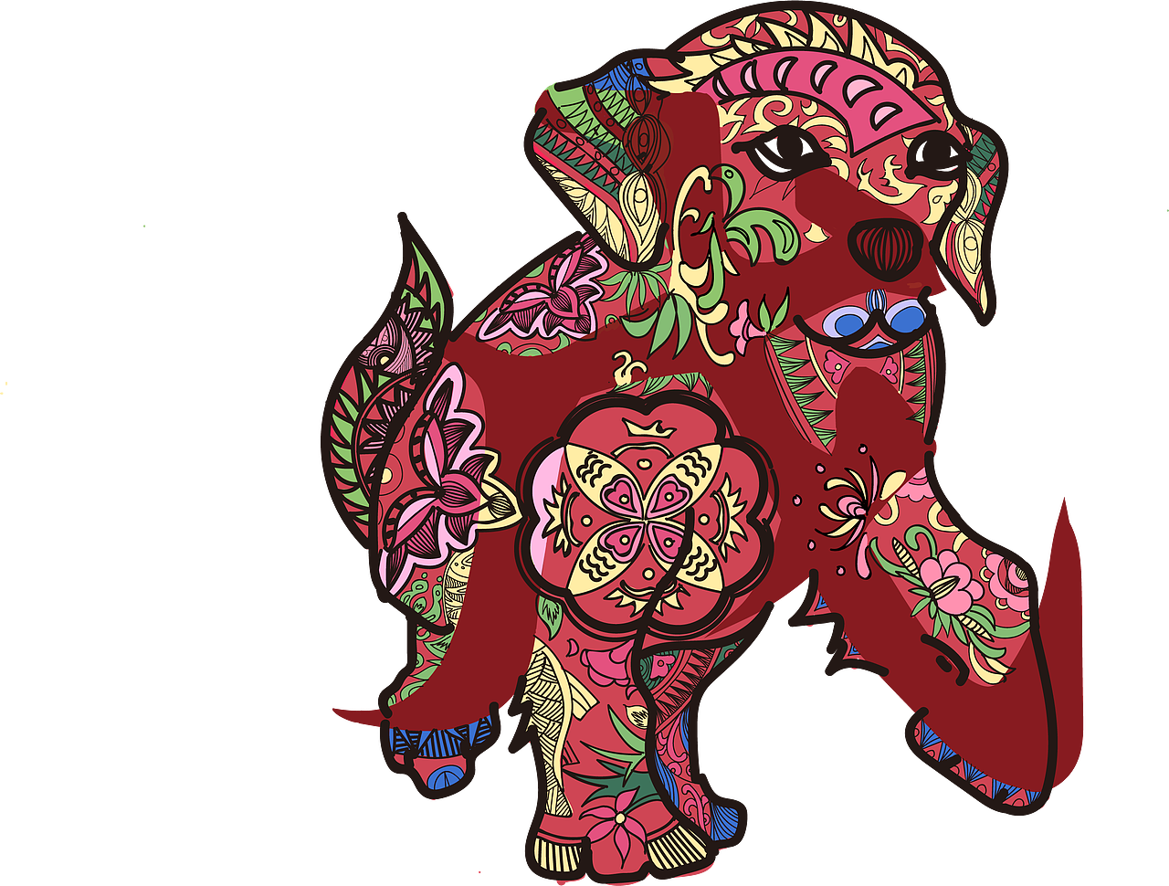 戊戌狗年传统插画（图ZMTA5MzM2Njky） - 艺术插画 - 站酷设计师大腐的晚餐原创素材 - 站酷ZCOOL