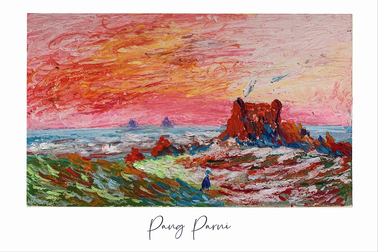 油画棒 | 《海边落日余晖》