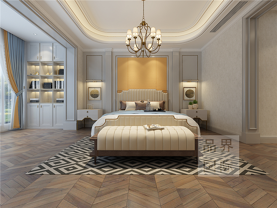 金沙湖高尔夫官邸254平大平层美式轻奢设计效果