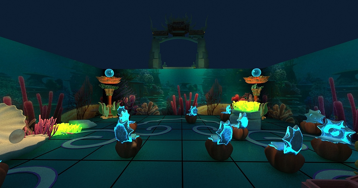 龙宫主题舞台舞美设计3d效果图|三维|场景|3d设计师ng男 - 原创作品