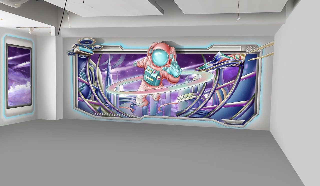 3d 科技风 墙绘设计