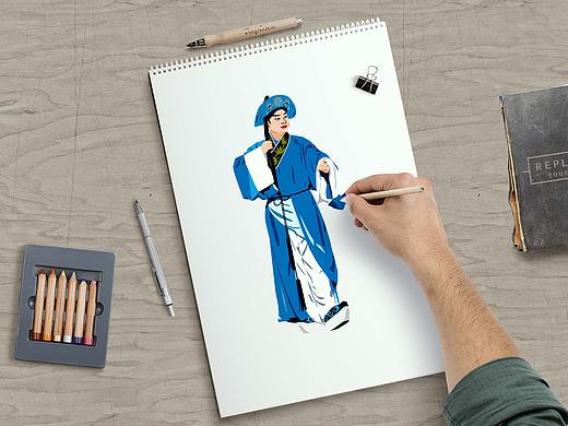 秦腔戏曲人物插画——《火焰驹》中的李彦贵