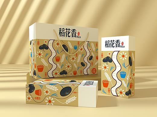 大米小米土特产农副产品包装、清新高端大气、食品包装