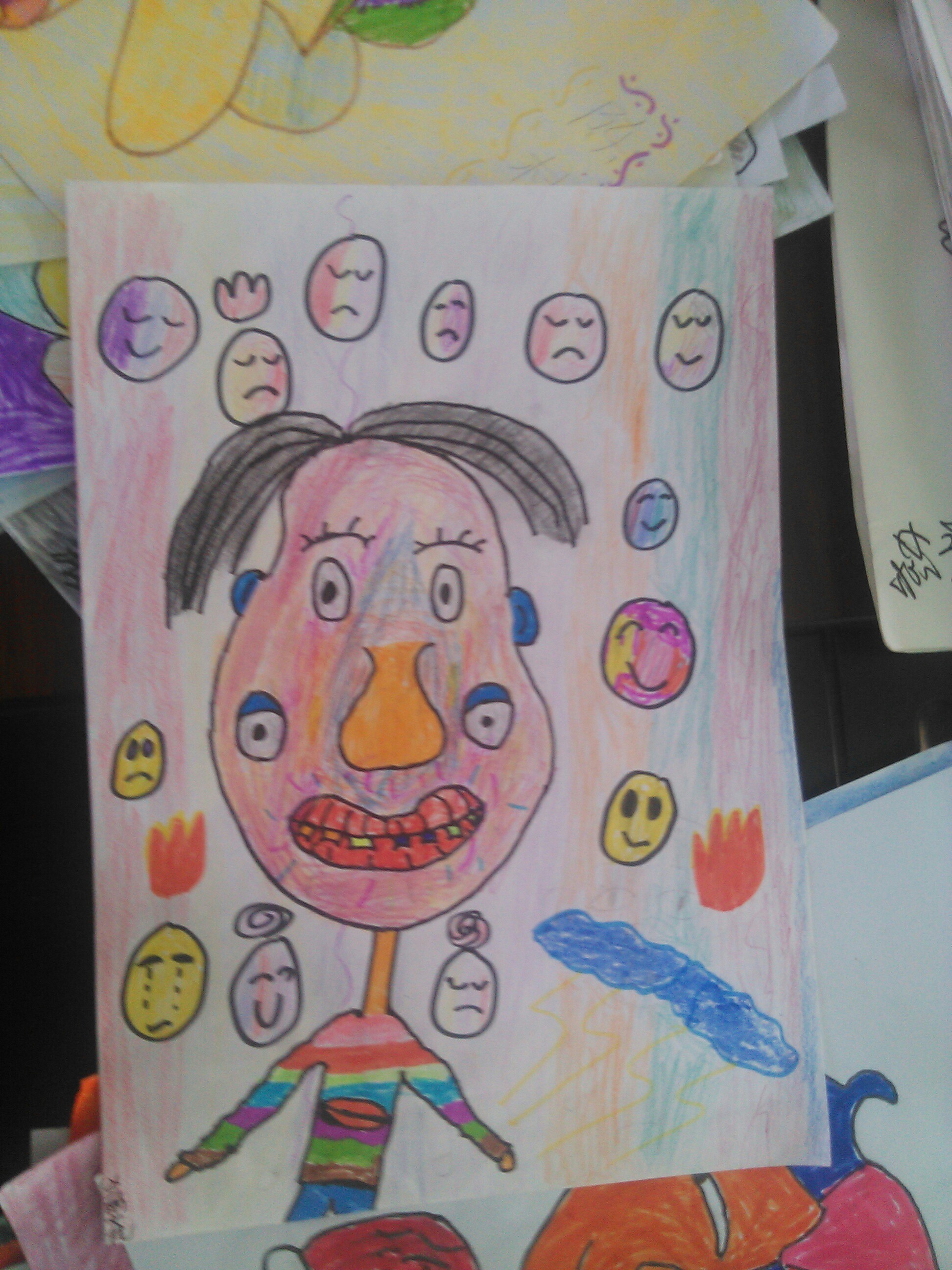 五年级学生画的夸张的脸|插画|儿童插画|十口胖子 - 原创作品 - 站酷 (ZCOOL)