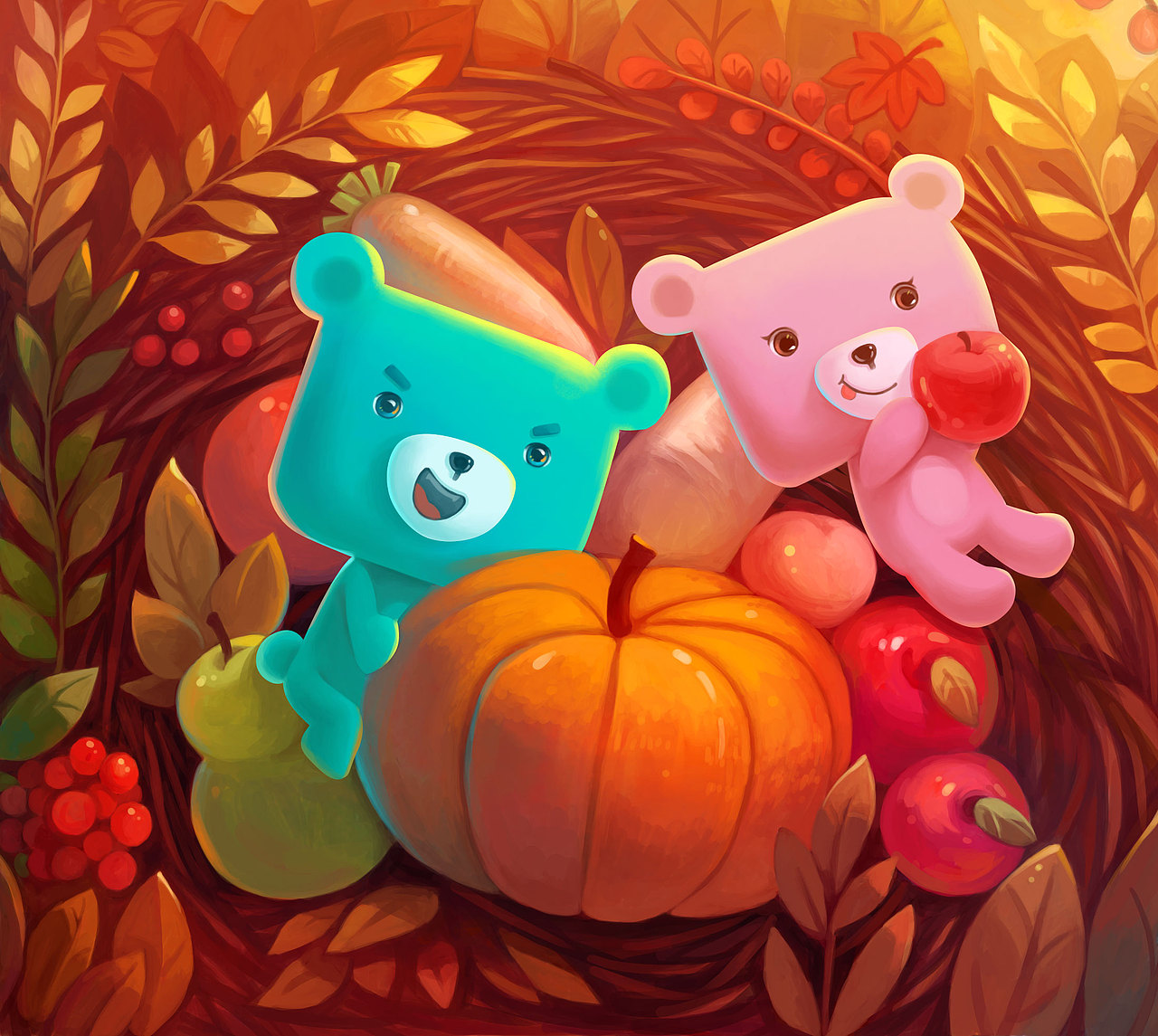 秋天的果实（图ZMTc3OTk0MzA4） - 商业插画 - 站酷设计师楠凤夕兔原创素材 - 站酷ZCOOL