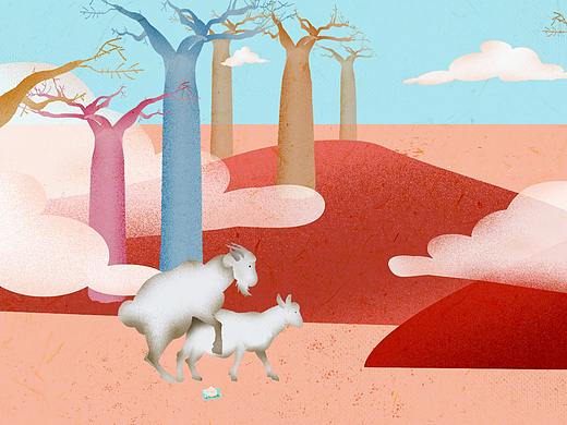 两只山羊（个人主页-ZMjQ4OTAwMDA=） - 商业插画 - 站酷设计师然道人原创素材 - 站酷ZCOOL