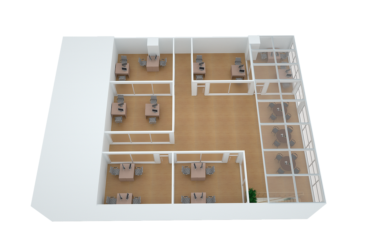 服务中心两层钢结构办公区规划提案效果图