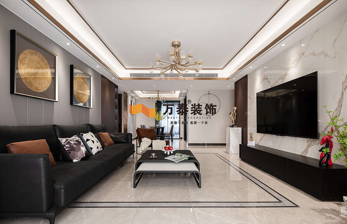 济南万泰装饰融创文旅城160㎡现代轻奢风格装修案例