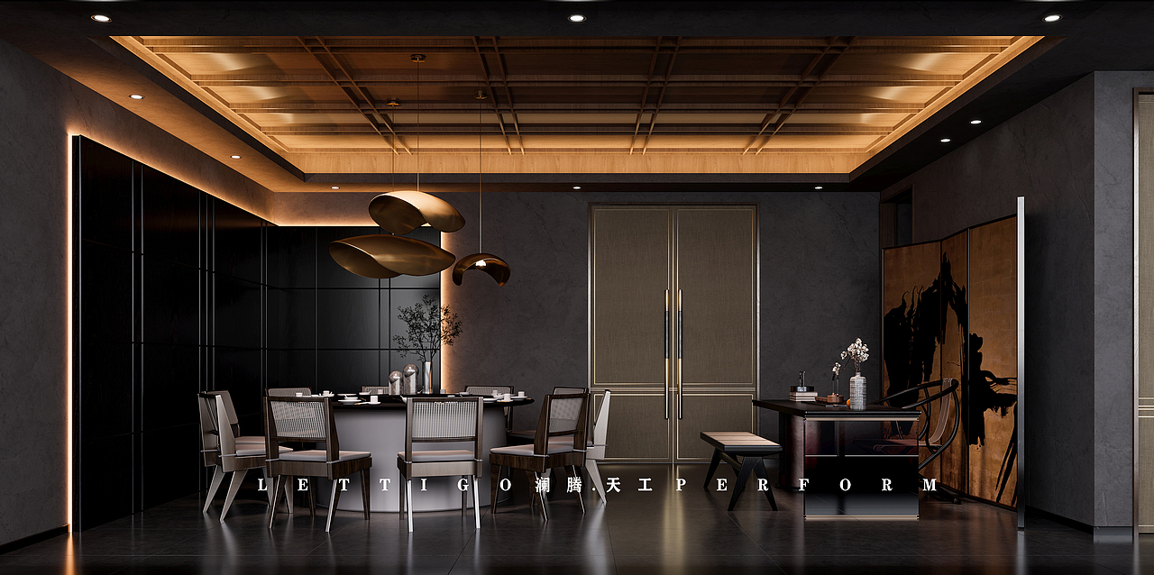 暗调+中国红,设计感与效果都在线的火锅店