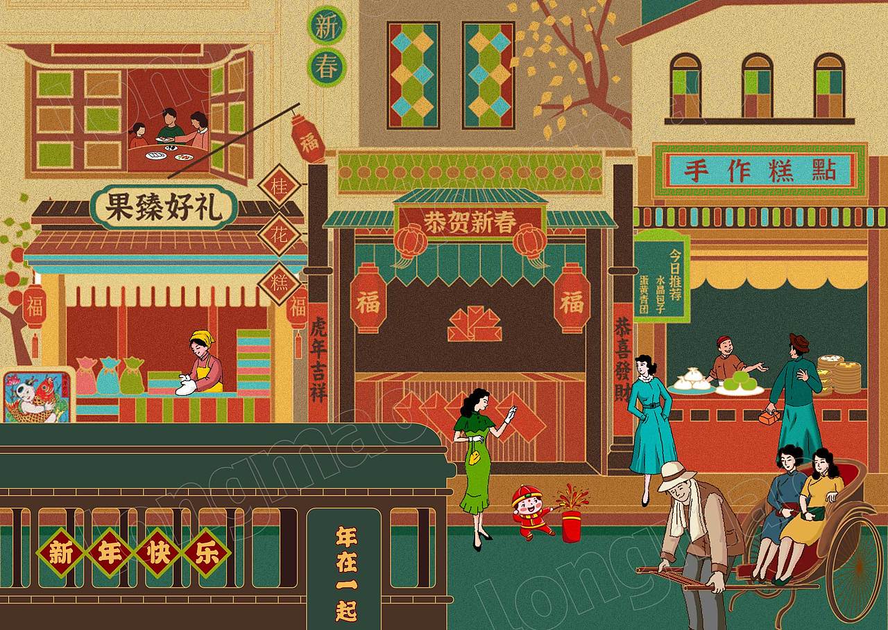 民国风包装插画