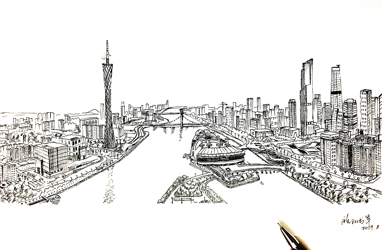 广州城市绘画图片