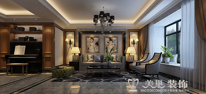 美巢装饰金源大都汇装修效果图——沙发背景墙