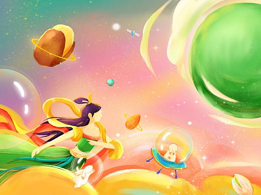 嫦娥奔豆（个人主页-ZNTQ4NzI3MjQ=） - 商业插画 - 站酷设计师齐童鞋原创素材 - 站酷ZCOOL