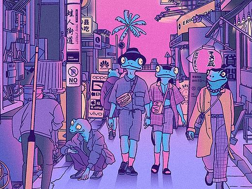 蛙人街道插画系列