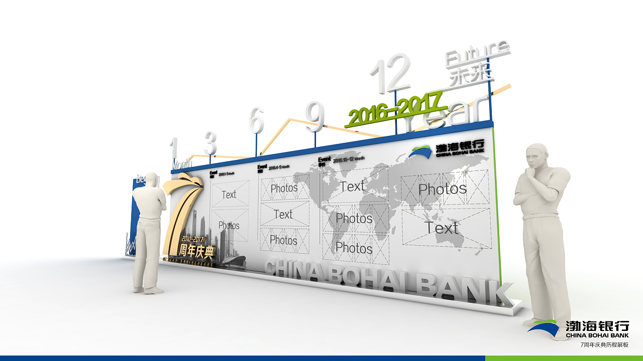 渤海银行大连行内文化展板设计