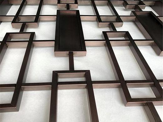 酒店乱纹古铜色六边形不锈钢屏风众钰定制