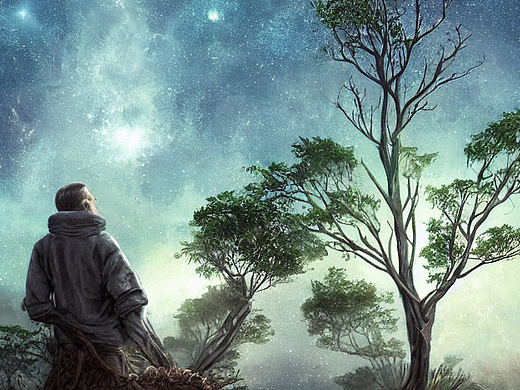 #AI创作实验室#树，藤曼，星空，虚幻，