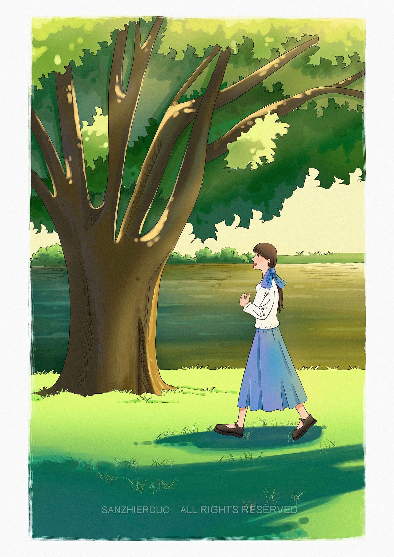 我站在阳光堆里，倒影都是你🌿（图ZMzQ0NzA4ODY4） - 商业插画 - 站酷设计师三只耳朵Ears原创素材 - 站酷ZCOOL