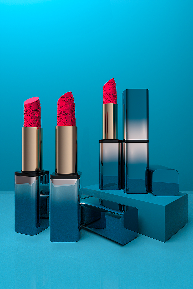 c4d三维口红建模渲染练习作品