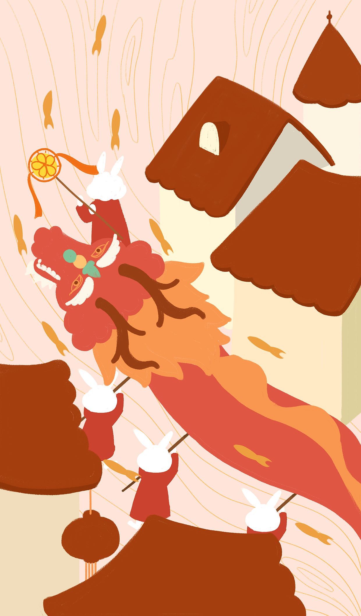 兒童插畫【福兔舞龍】（圖ZMzI1MTA5OTEy） - 兒童插畫 - 站酷設(shè)計(jì)師婀小鹿原創(chuàng)素材 - 站酷ZCOOL