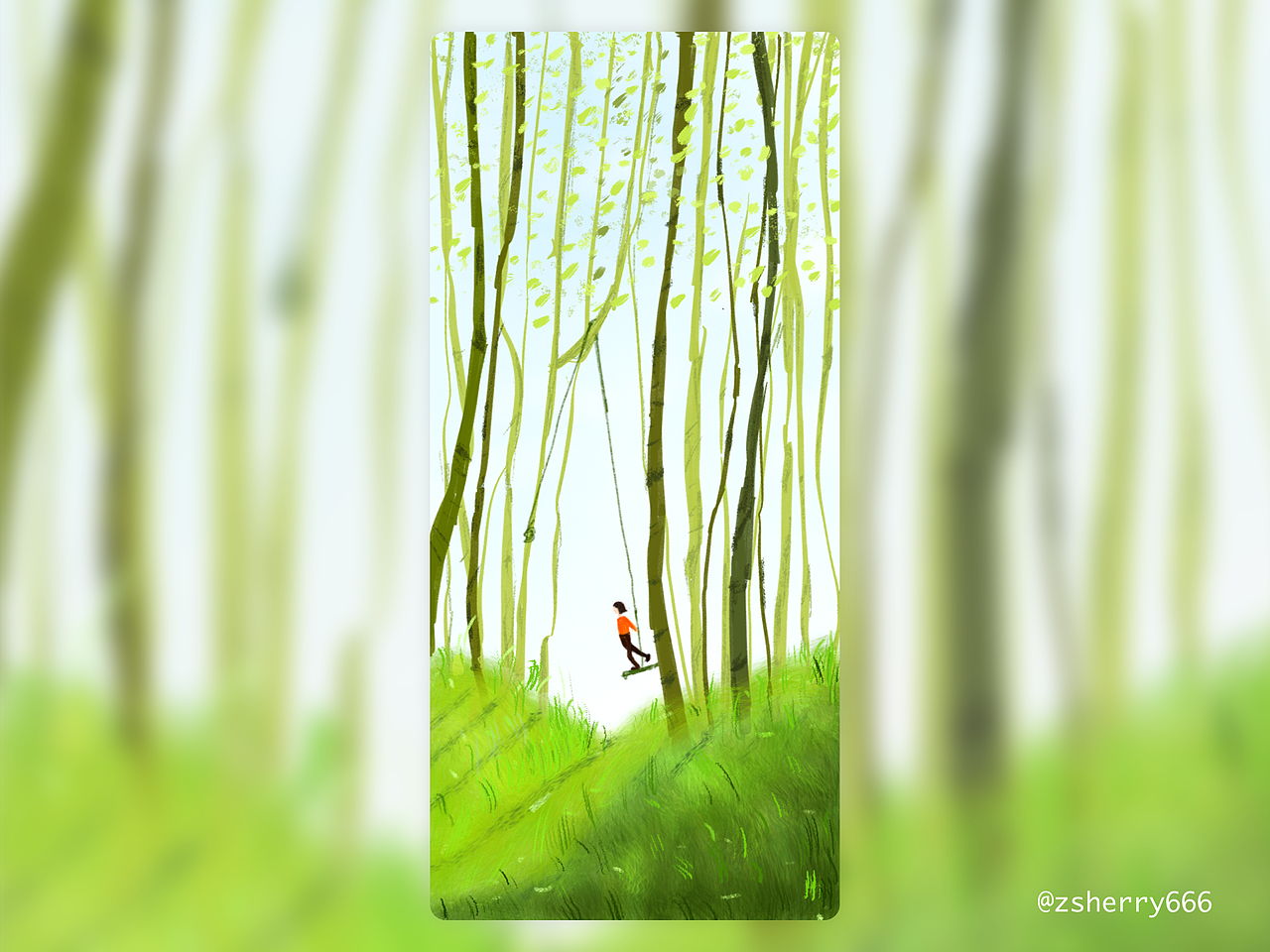 想在山林间荡秋千。