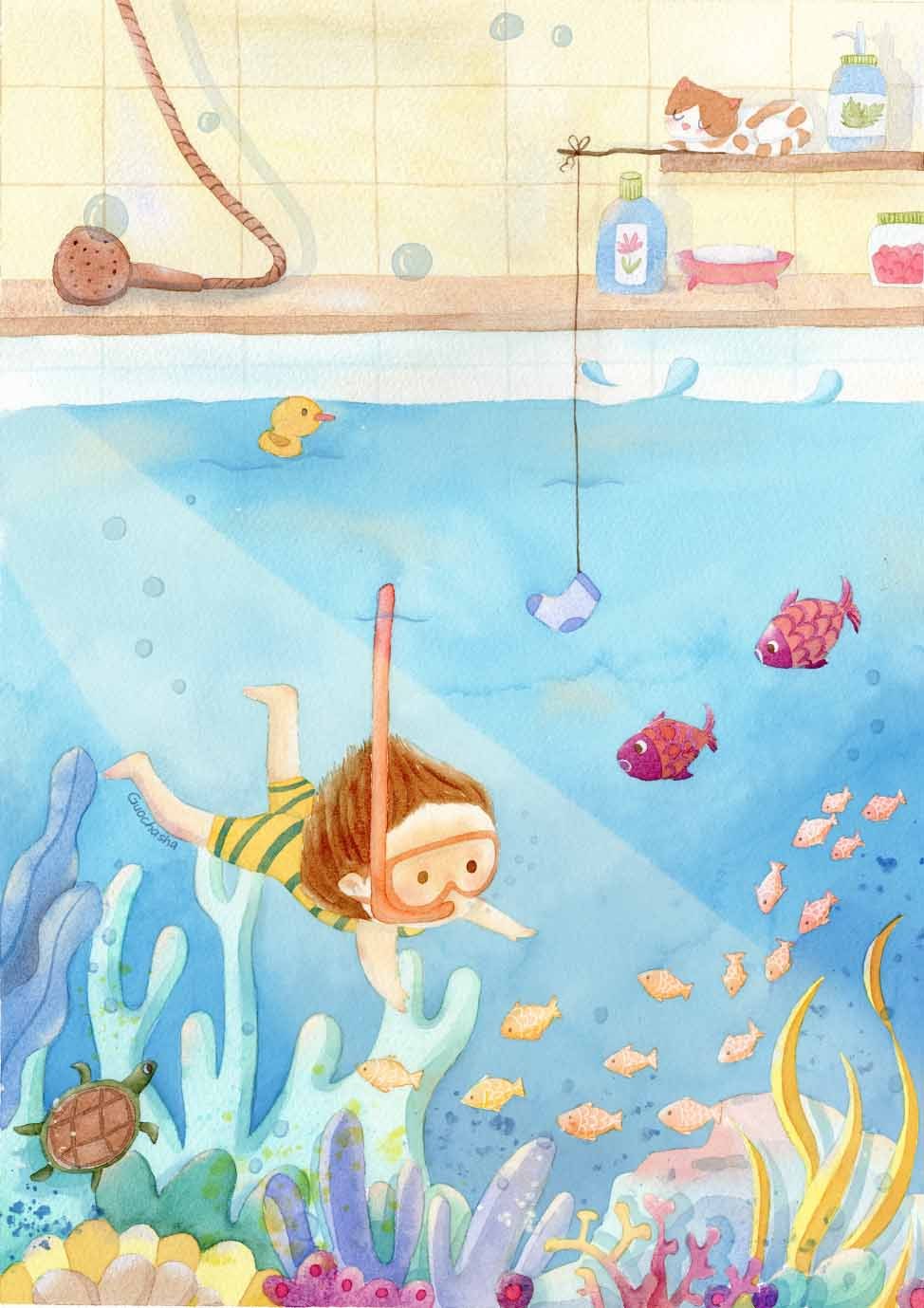 我家鱼缸通着海|插画|儿童插画|果茶沙 - 原创作品 - 站酷 (zcool)